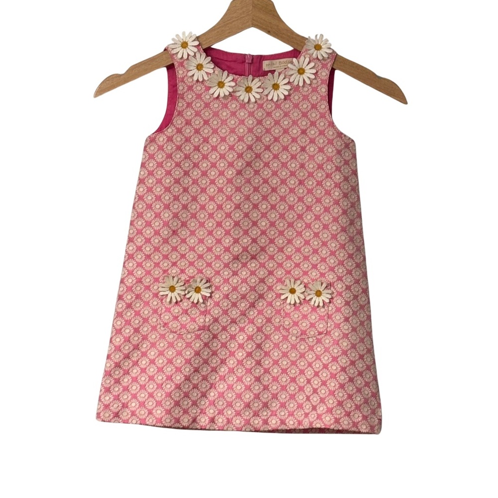 Mini Boden Pink A-line Dress with Sleeveless Design and Peter Pan Collar